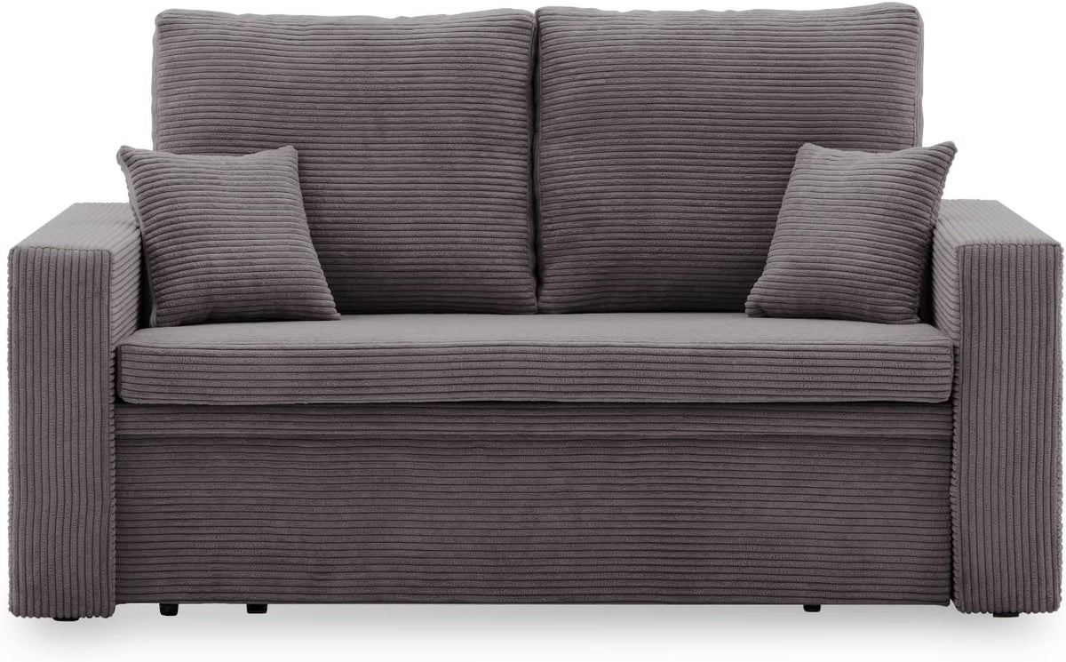 Sofa Aikido I Schlafsofa - 150 x 85 x 80 cm für 2 Personen - Cordstoff Poso 022 mit Bettkasten - Modernes Sofa mit Schlaffunktion
