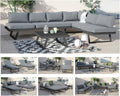 ALEOS Aluminium Gartenlounge Cancun - Für 4 Personen mit Kissen - Multifunktionslounge Grau - Moderne Loungeecke für Garten Terrasse