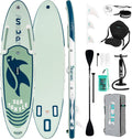 Stand Up Paddle Board 320 cm - aufblasbares SUP aus PVC in Schildkröten Grün - Set mit verstellbarem Paddel und Pumpe - inklusive Rucksack Leine und Tasche