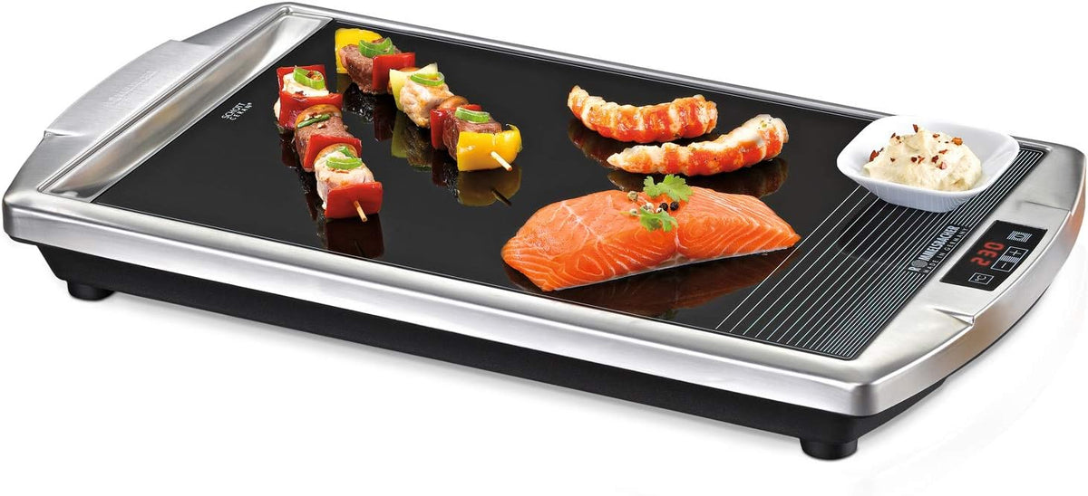 ROMMELSBACHER CG 2308 TC CERAN Grill 2000 W - SCHOTT CERAN Grillfläche und Touch Control - 80 bis 280 Grad Temperaturbereich - Edelstahlgehäuse mit LED Display