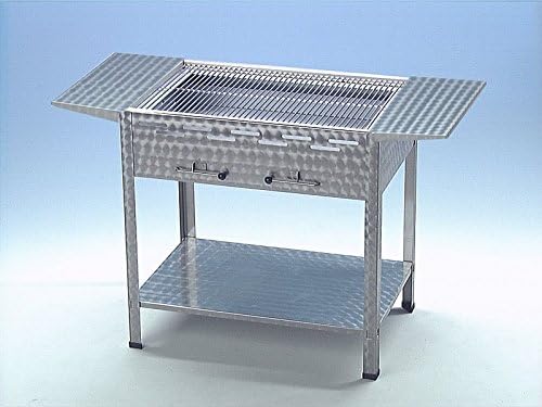 Holzkohlegrill Edelstahl 80 x 65 x 80 cm - Grillfläche 59,5 x 47 cm - Seitenablagen und entnehmbarer Kohlekasten - Für Privat Verein Catering und Gastronomie