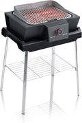 SEVERIN SEVO GS Elektrogrill PG 8119 - Bis zu 500 Grad Grilltemperatur - Slow Cooking Funktion mit Untergestell - Für Innen und Außen Edelstahl Schwarz