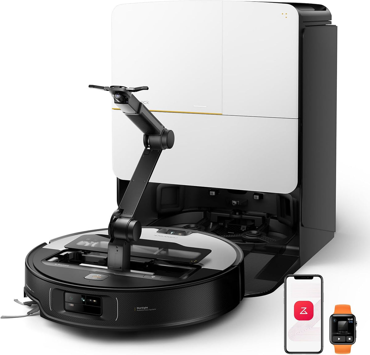 roborock Saros Z70 Saugroboter mit Wischfunktion - 22000 Pa Saugleistung - OmniGrip Arm und KI Navigation Silber