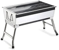Tragbarer Holzkohlegrill Edelstahl 48 x 33 x 36,5 cm - Zusammenklappbarer Picknick Grill - Für 5 bis 15 Personen - Mobiler Kohlegrill für Außenbereich
