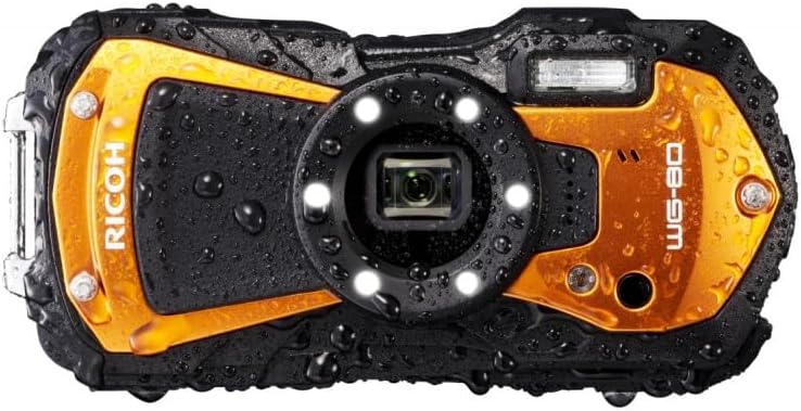 Ricoh WG 80 Digitalkamera - Wasserdicht stoßsicher frostsicher und drucksicher - 5 fach optischer Zoom mit 25 mm Brennweite - Outdoor Kamera Orange