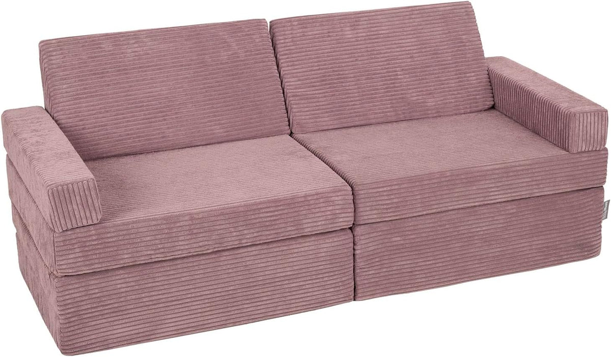 KiddyMoon Kindersofa zum Aufklappen - Faltbares Schaumstoff Spielsofa für Kinder - Kindercouch und Schlafsofa 110 x 70 cm - Violett für Kinderzimmer