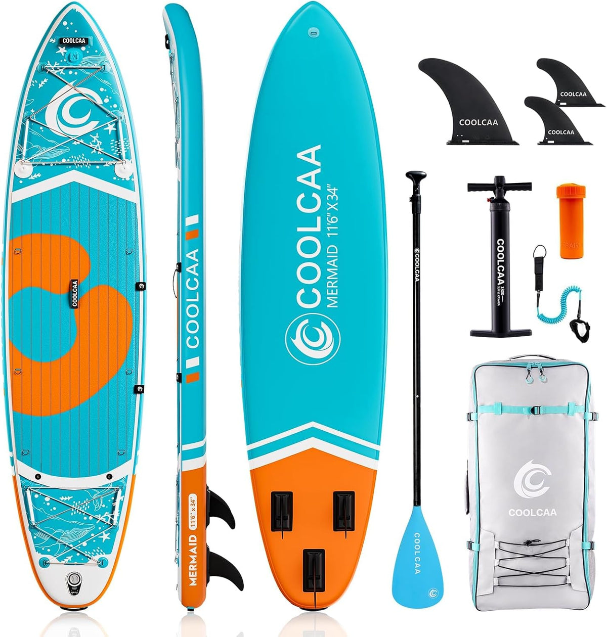 Aufblasbares SUP Board 354 x 86 cm - Stand Up Paddle Board Set mit Premium Zubehör - Tragkraft bis 210 kg für Erwachsene und Jugendliche