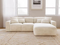 GRAINGOLD Leni Ecksofa - 265 x 180 x 74 cm für 3 Personen - Beige Geflechtstoff mit gepolstertem Sitz - Moderne L Form Couch rechts