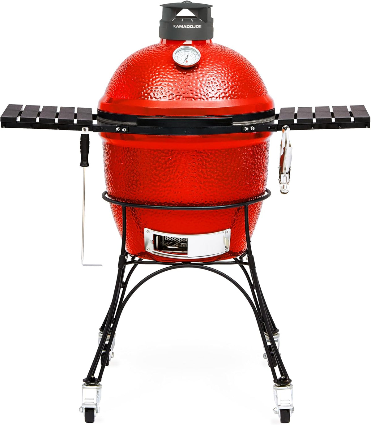 Keramik Holzkohlegrill 45,7 x 46 x 36 cm - 18 Zoll Grillformat - rote Keramikkonstruktion - verschließbare Abdeckung für den Außenbereich