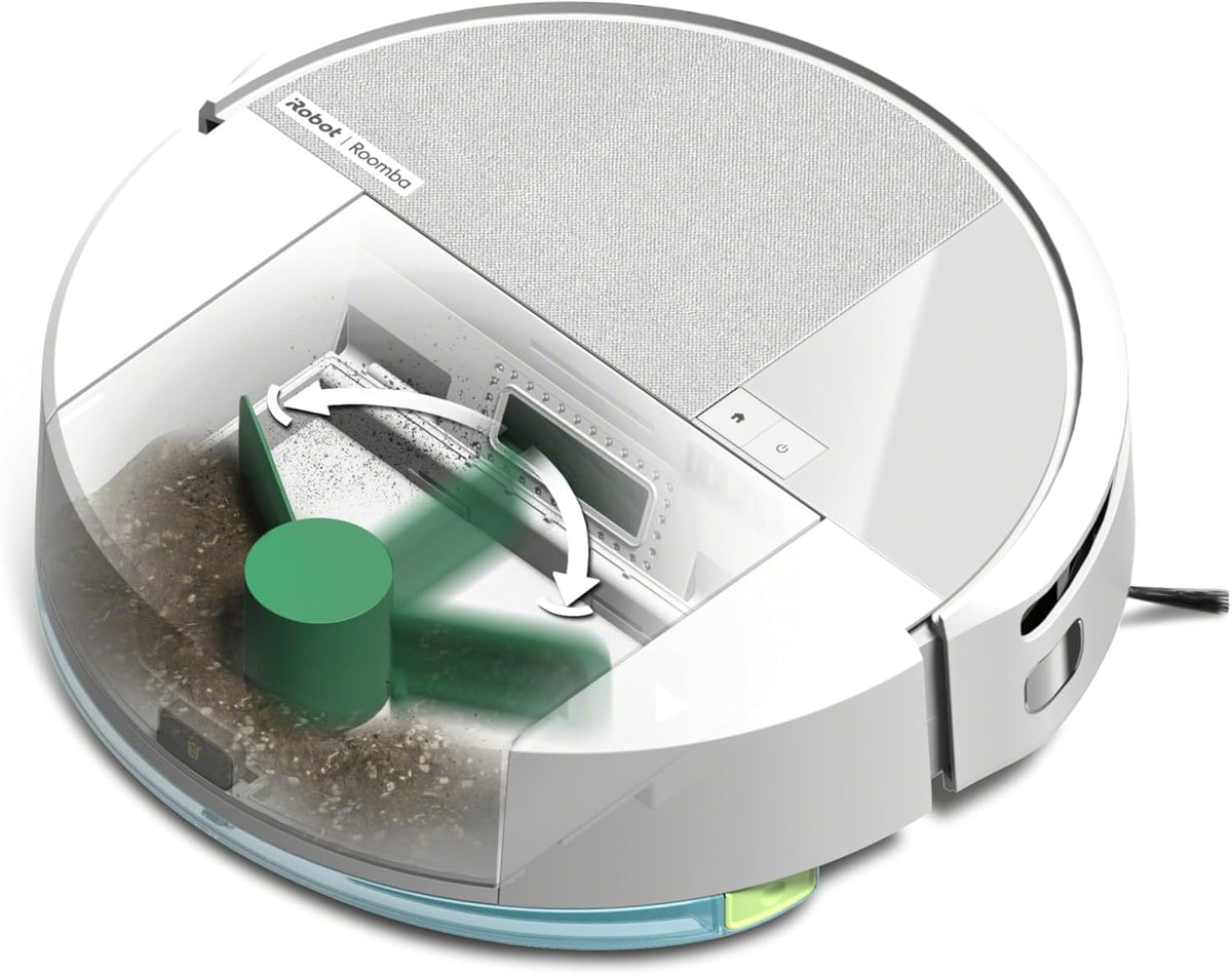 iRobot Roomba 205 DustCompactor Combo Saugroboter - Power Lift Saugkraft und Wischfunktion - LiDAR Navigation mit Staubverdichtung - Bis zu 60 Tage ohne Entleerung Weiß
