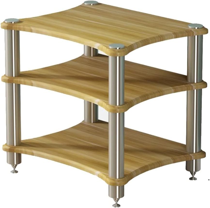 HiFi Audio Geräteschrank 3 Ebenen - Verstärker Rack aus E1 Laminatplatte mit stabilem Gestell - Multifunktionales Geräte Regal - Holzfarbe für Studio und Wohnzimmer