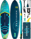 Skatinger Aufblasbares SUP Board 289 x 86,4 x 15,2 cm - Stand Up Paddle Board für Yoga und Freizeit - PVC EVA Paddleboard mit Rucksack D Ringen und Finne