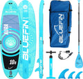 Stand Up Paddle Board Aura FIT - 6 Zoll starkes SUP aus Kunststoff in Blau - für Fitness Yoga und Aqua Fitness - Set mit Fiberglas Paddel und Zubehör