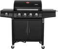 TAINO RED 41 Gasgrill Grillwagen - 4 Brenner mit Seitenkocher - Abnehmbare Platte und Fettbehälter - Gute Wärmespeicherung Schwarz 135 x 54 x 114 cm