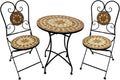 3 teiliges Bistroset Balkonset - Klappbares Gartenmöbel Set aus Metall - Runder Mosaik Bistrotisch mit 2 Stühlen - Balkon Terrasse Caspian