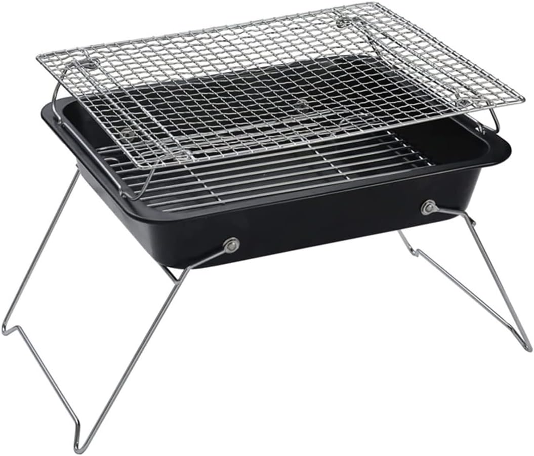 Faltbarer Barbecue Holzkohlegrill - Tragbarer Camping Grill mit guter Belüftung - Kompakter BBQ Grill für Terrasse Garten und Picknick