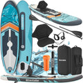 Stand Up Paddle Board aufblasbar - SUP aus PVC in Türkis Orange - bis 200 kg mit Kajaksitz und Doppelpaddel - Set mit Pumpe Finnen und Rucksack
