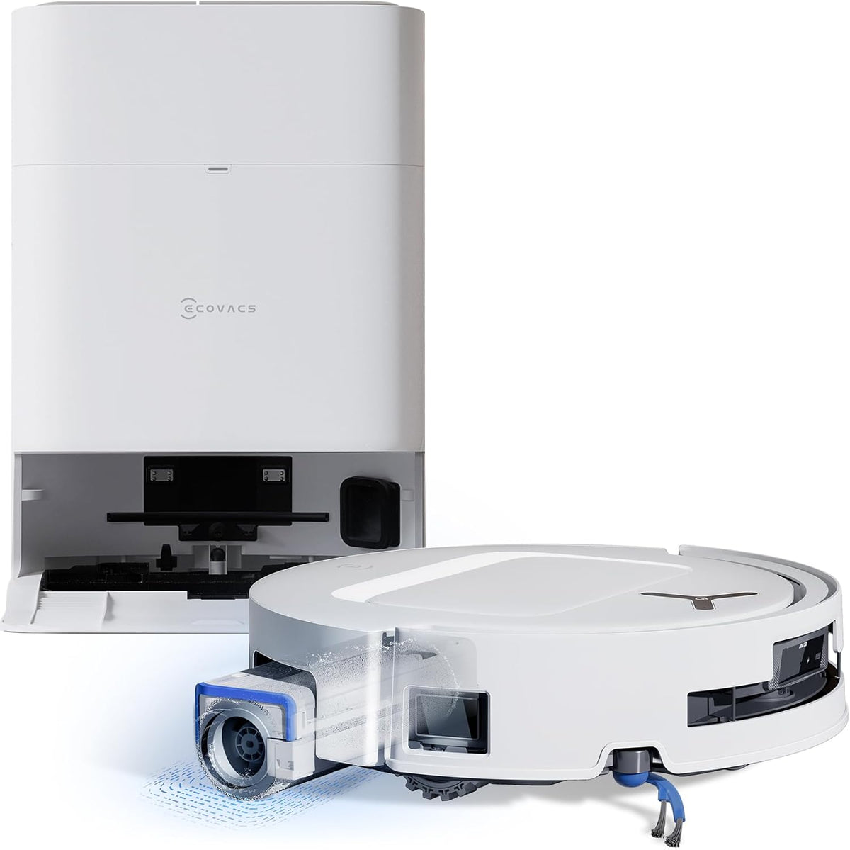 ECOVACS DEEBOT T80 Omni Saugroboter mit Wischfunktion - 18000 Pa Saugkraft - OZMO Roller Wischwalze Weiß