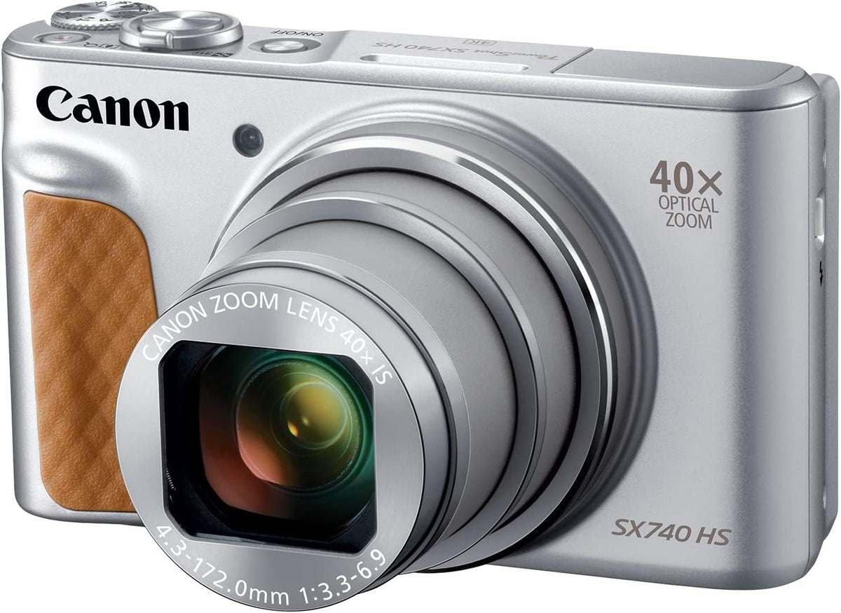 Canon PowerShot SX740 HS Digitalkamera - 20,3 MP CMOS Sensor und 40 fach optischer Zoom - 4K Ultra HD mit 3 Zoll Display - WLAN Bluetooth HDMI Silber