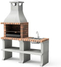 Movelar Fertiggrill 2 RAGUSA - Outdoor Grillkamin für Brennholz und Holzkohle - Wetterbeständiger Garten Grill Grau Terrakotta
