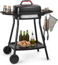 Elektrogrill Gatsby 85 x 55 x 100 cm - 2000 Watt Leistung und Grillfläche 40 x 36 cm - Aluminiumdruckguss mit Antihaftbeschichtung - zwei Seitentische Schwarz