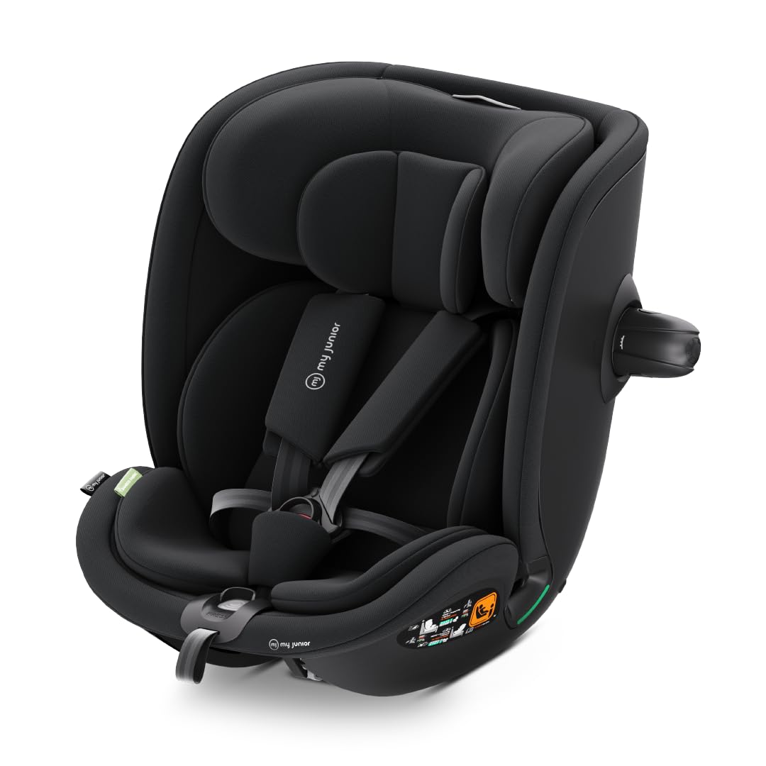 Kindersitz CYRO i Size 40 bis 105 cm - 360 Grad drehbar und 8 fach neigbar - Seitenaufprallschutz und 5 Punkt Gurt - Memory Schaum Schwarz