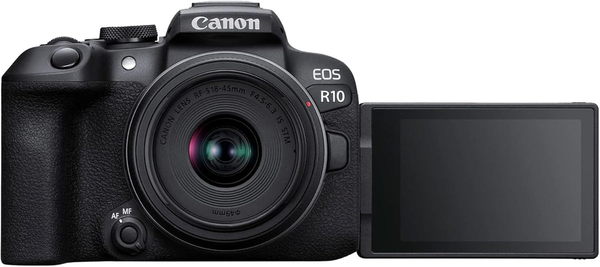 Canon EOS R10 Systemkamera - 24,2 MP APS C CMOS mit RF S 18 bis 45 mm Objektiv - Deep Learning Autofokus und 4K Video - WLAN Bluetooth