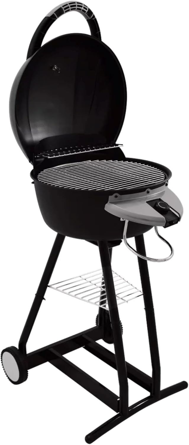Syntrox Blumbria Elektrogrill Grillwagen - 2000 W Balkongrill mit Windschutz - Abnehmbare Fettauffangschale Schwarz