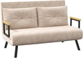 HOMCOM Schlafsofa 4 in 1 - 2 Sitzer mit Schlaffunktion und 5 fach verstellbarer Rückenlehne - Lendenkissen Samtoptik - Beige