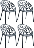 CLP Hope Gartenstühle 4er Set Kunststoff - Stapelbare Outdoor Stühle wetterfest und UV beständig - Pflegeleichte Sessel für Garten und Terrasse - Anthrazit
