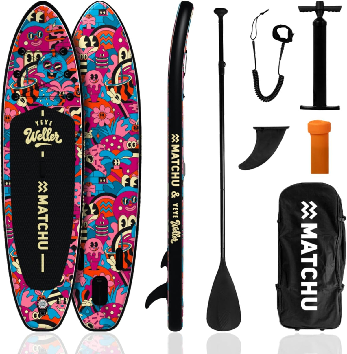 MATCHU Limited Edition SUP Board - 320 x 81 x 15 cm Aufblasbares Stand Up Paddle Board Set - 150 kg Tragkraft