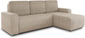 Sofnet Roma L Ecksofa Schlafsofa - 236 x 150 x 90 cm für 5 Personen - Beige Cord Poso 100 mit Bettkasten - Moderne L Form Couch mit Universal Ottomane