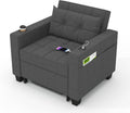 DURASPACE Schlafsessel 3 in 1 - 93 x 79 x 87 cm für 1 Person - Ausziehbares Stuhlbett mit USB Anschlüssen - Dunkelgrau für kleine Räume