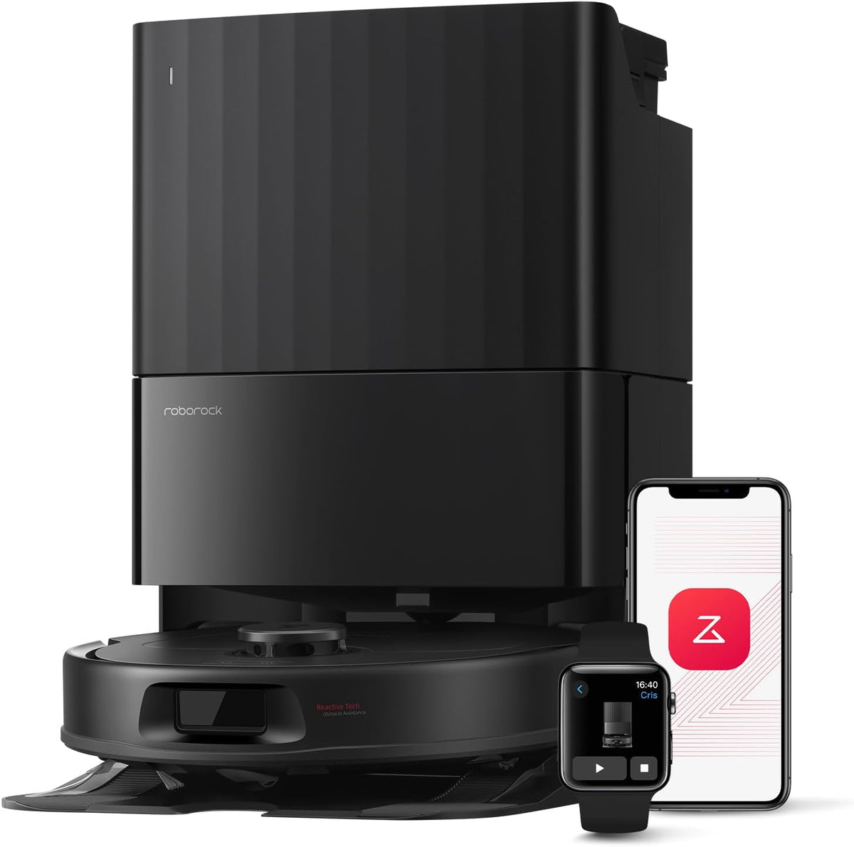 Roborock Qrevo QV 35A Saugroboter 8000 Pa - Anhebbare Wischfunktion - Anti Verfilzungs Seitenbürste - Hindernisvermeidung und All in One Dock Schwarz