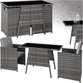 tectake Poly Rattan Balkon Lounge Set - Für 2 Personen mit 2 Sesseln und 1 Tisch - Platzsparend zusammenschiebbar - Grau wetterfest für Terrasse Garten