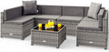 Casaria Polyrattan Gartenlounge - Für 5 Personen mit Ecksofa und Tisch - Sicherheitsglas und Sitzkissen - Grau Anthrazit wetterfest für Terrasse Balkon