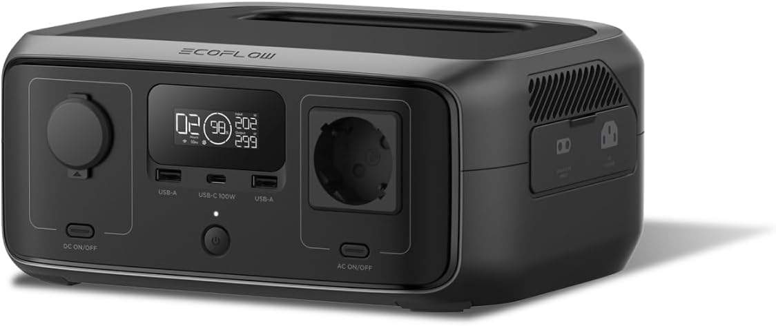 ECOFLOW RIVER 3 Powerstation - 245 Wh LFP Batterie mit bis 600 W Leistung - GaN Technik und unter 20 ms USV - Kompakter Solargenerator für Camping Vans