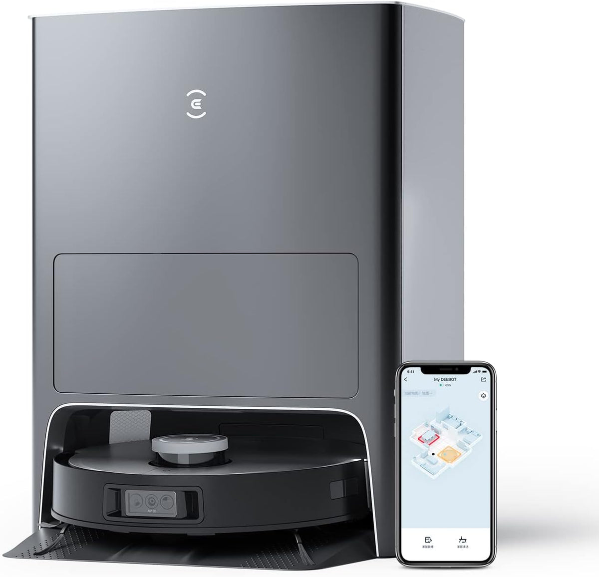 ECOVACS DEEBOT X1 OMNI Saugroboter mit Wischfunktion - 5000 Pa Saugleistung - Multifunktions Reinigungsstation Schwarz