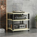 Audio Rack aus Holz - 3 Ebenen für Audio Video Komponenten - Naturfarbener moderner Medienschrank - Stereo Ständer für Zuhause und Heimkino