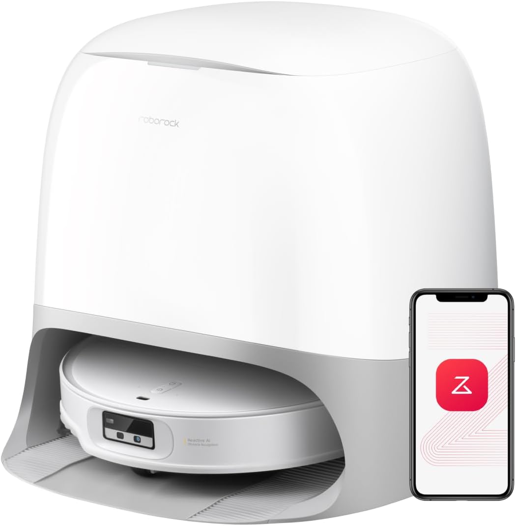 Roborock Qrevo CurvX Saugroboter 22000 Pa mit Wischfunktion - Ultra Slim Design 7,98 cm - Dual Anti Tangle System und Reactive AI - Anhebbarer Wischmopp Weiß
