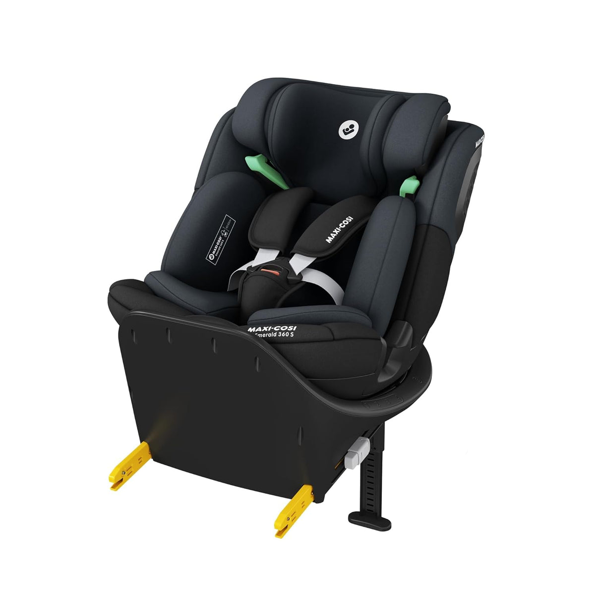 Maxi Cosi Emerald 360 S i Size Kindersitz 40 bis 150 cm - Für Kinder von Geburt bis 12 Jahre - FlexiSpin mit 4 Liegepositionen - G CELL Seitenaufprallschutz Tonal Black