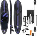 Stand Up Paddle Board aufblasbar - PVC Konstruktion mit EVA Anti Rutsch Belag - Kajak Ausführung in Schwarz - SUP Set mit Paddel Transporttasche und Luftpumpe