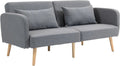 HOMCOM Schlafsofa 170 x 83 x 80 cm - 3 Sitzer mit Bettfunktion und verstellbarer Rückenlehne - 2 Kissen Leinenoptik - Grau
