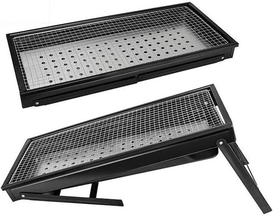 Ausziehbarer Holzkohlegrill BBQ Grill - Tragbarer Stahl Tischgrill mit Edelstahl Komponenten - Camping Grill für Outdoor Nutzung