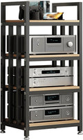 PZEOB Audio Rack 4 Ebenen - Medienständer mit verstellbaren Regalböden - Stereo Schrank aus Holz für Audio Video Geräte - Modell 8899