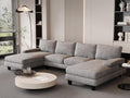 JUMMICO Ecksofa U Form mit Schlaffunktion - Wohnlandschaft für 4 Personen mit abnehmbarem Sofabezug - 292 x 111 x 92 cm - Grau