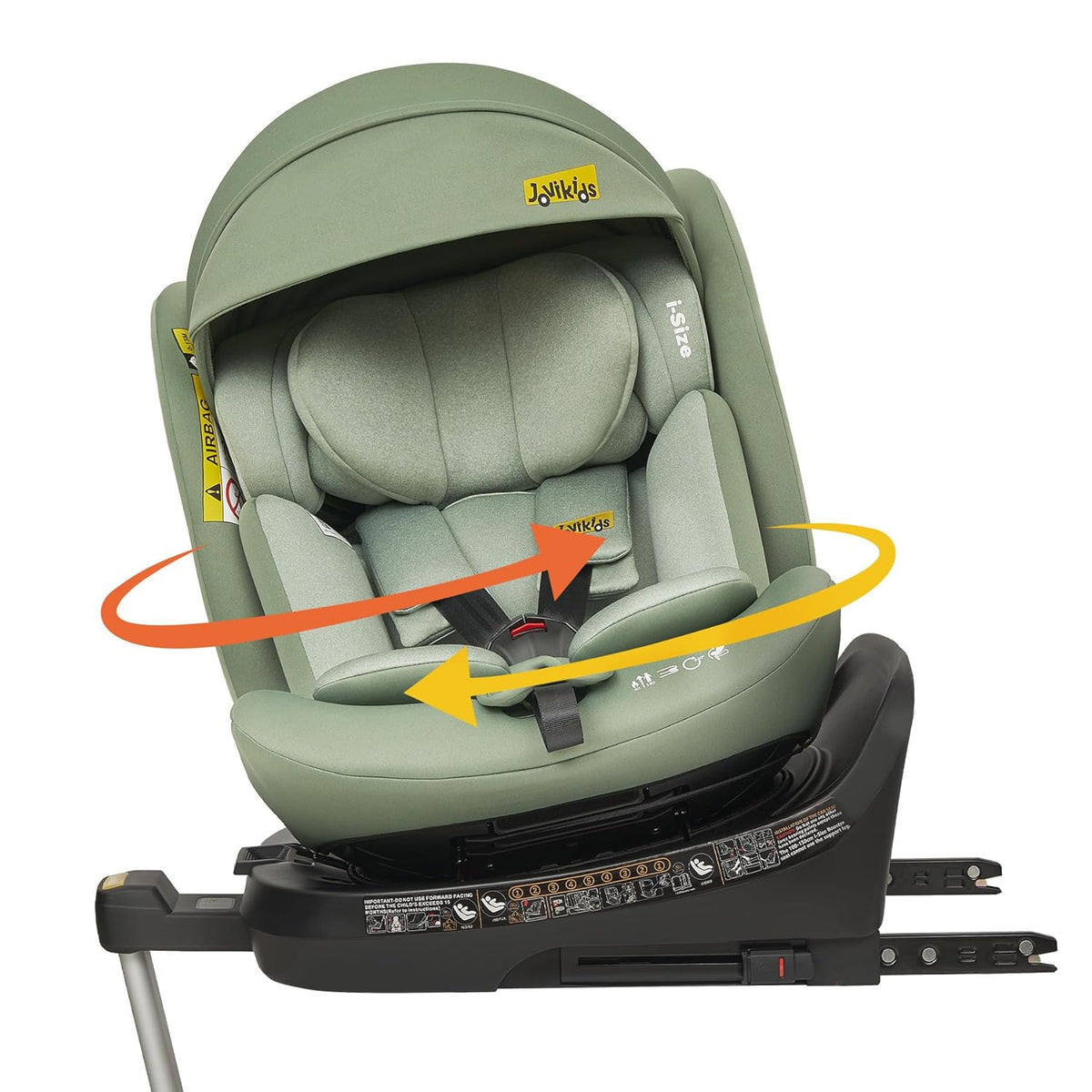 Kindersitz 360 Grad drehbar i Size 40 bis 150 cm - ab Geburt bis etwa 12 Jahre - ISOFIX mit Stützbein - Liegefunktion und 5 Punkt Gurt