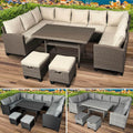 BRAST Gartenmöbel Set Family für bis zu 11 Personen - Outdoor Lounge und Essgruppe mit extra dicken Kissen - TÜV geprüft - Braun Cappuccino