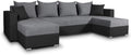 Sofnet Beno Wohnlandschaft Schlafsofa - 298 x 142 x 80 cm für 7 Personen - Schwarz Dunkelgrau in U Form - Moderne Couch mit Bettfunktion