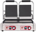 Beeketal BKG9 Gastro Doppel Kontaktgrill 3600 W - Gusseisenplatten oben und unten glatt - Temperatursteuerung für Panini und Sandwiches - Edelstahl mit Fettauffangschale